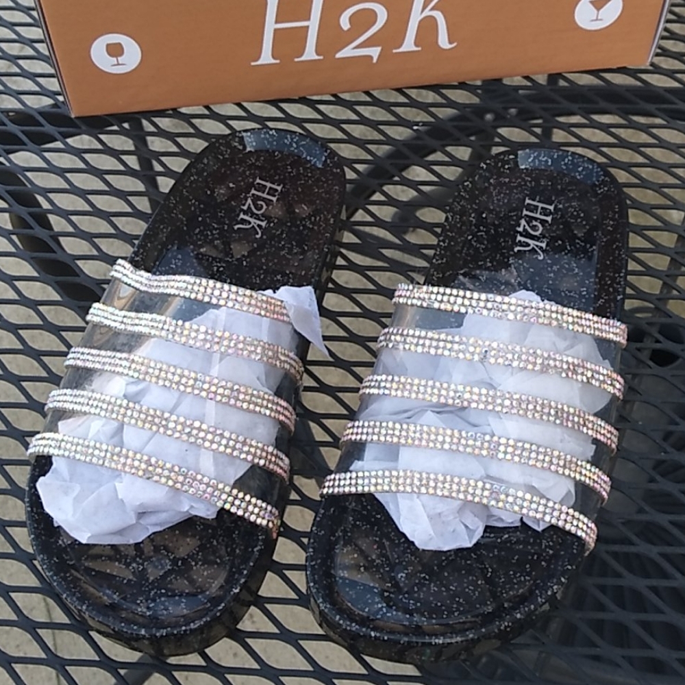 Kids glitter slides size 1